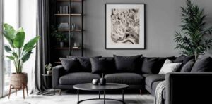 Charcoal Grey & Wood Tones living room